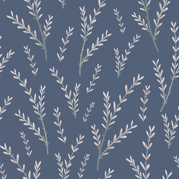 Delicate pnk seamless pattern with delicale petals on blue background. Floral illustrations for scrapbooking, wallpapers, textile, packaging, fashion, background.