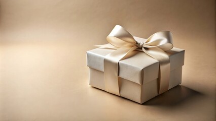 Elegant beige gift box with satin ribbon bow