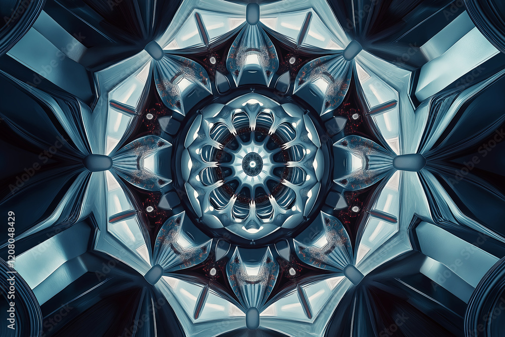 Poster a fractal-inspired kaleidoscope of repeating shapes and colors.