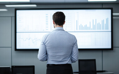 Fototapeta premium Corporate office digital display data analysis insights for modern workspaces