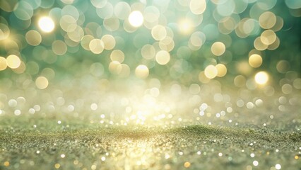 Obraz premium Shimmering Green and Gold Glitter Background with Sparkling Lights