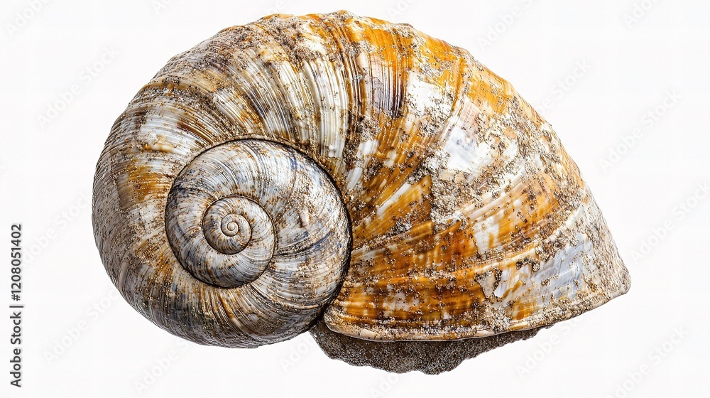Aufkleber isolated snail shell with textured surface on a white background