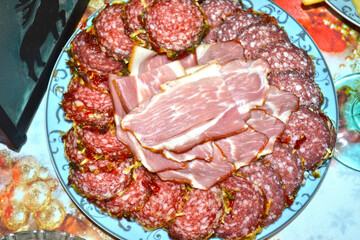 plate of cold cuts on the table