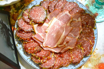 plate of cold cuts on the table