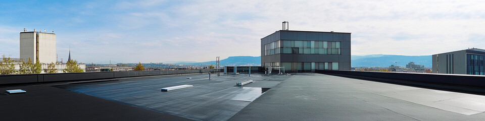 City skyline view from a rooftop in daylight