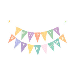 Fototapeta premium Happy Birthday Bunting Pastel Flags Celebration,