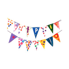 Obraz premium Colorful Party Bunting Happy Birthday Flags,