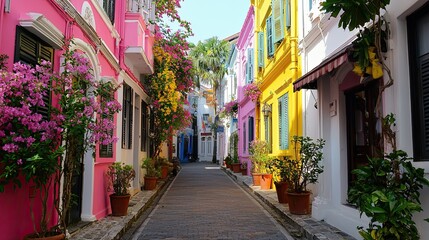 Fototapeta premium Vibrant street art colorful alley cityscape