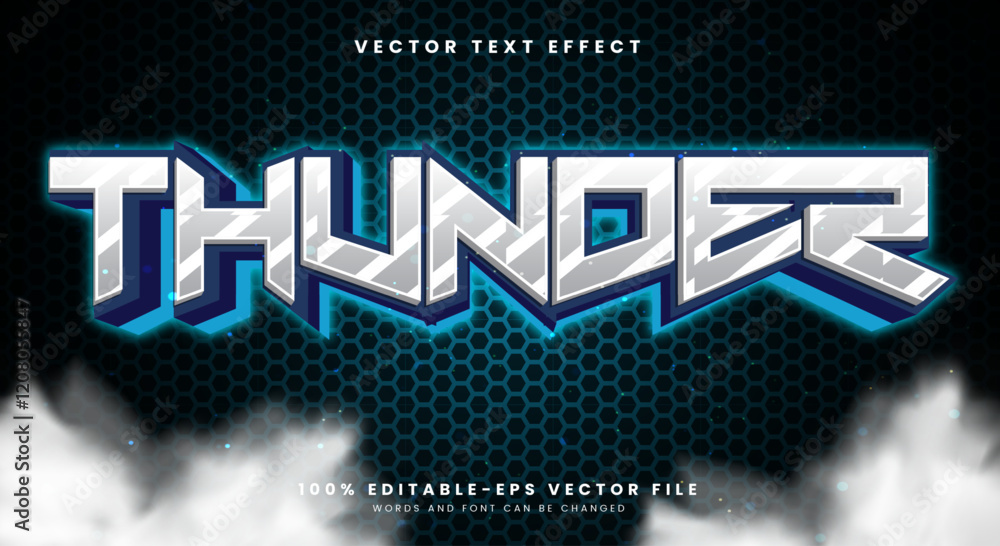Poster thunder editable text effect template suitable for modern style