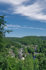 view to Village of Solingen Unterburg at Wupper River in Bergisches Land ,North Rhine-Westphalia,Germany