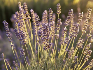 Fototapeta premium Vibrant Lavender Field at Sunset