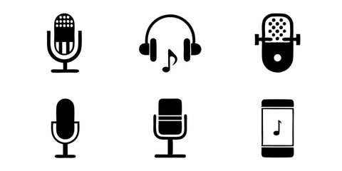 Microphone Icons Set for Web and Mobile Designs