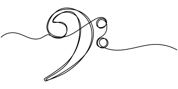 Treble and Bass Clef continuous one line drawing, continuous line drawing of treble clef music notes minimalist, Musical notes, Music Note Icon, f clef music note