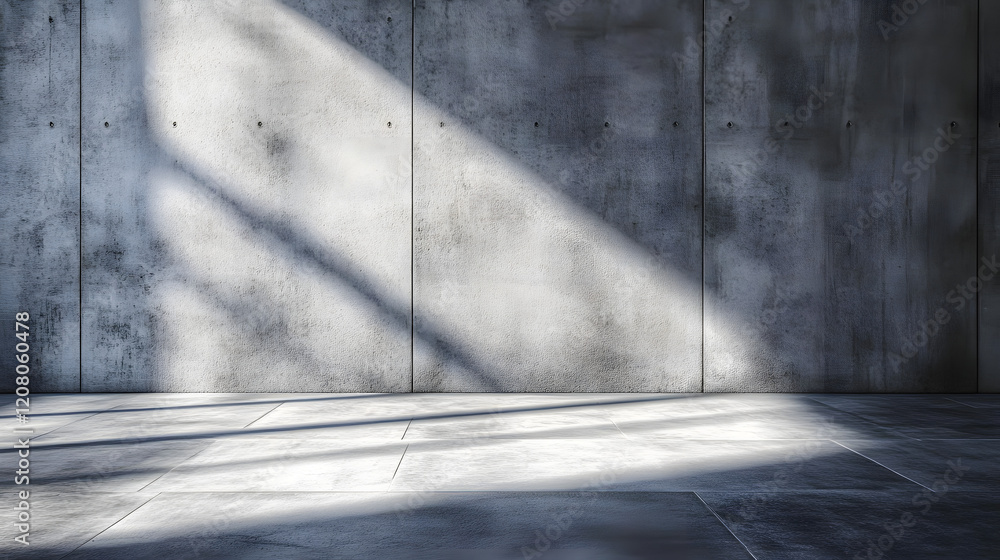 Poster close-up image of concrete wall and floor with shadow and plain gray texture