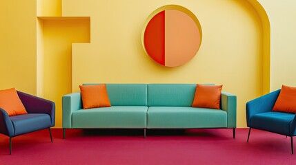 A geometric haven with pastel yellow walls