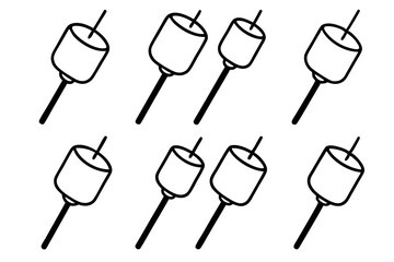Marshmallow line art vector set