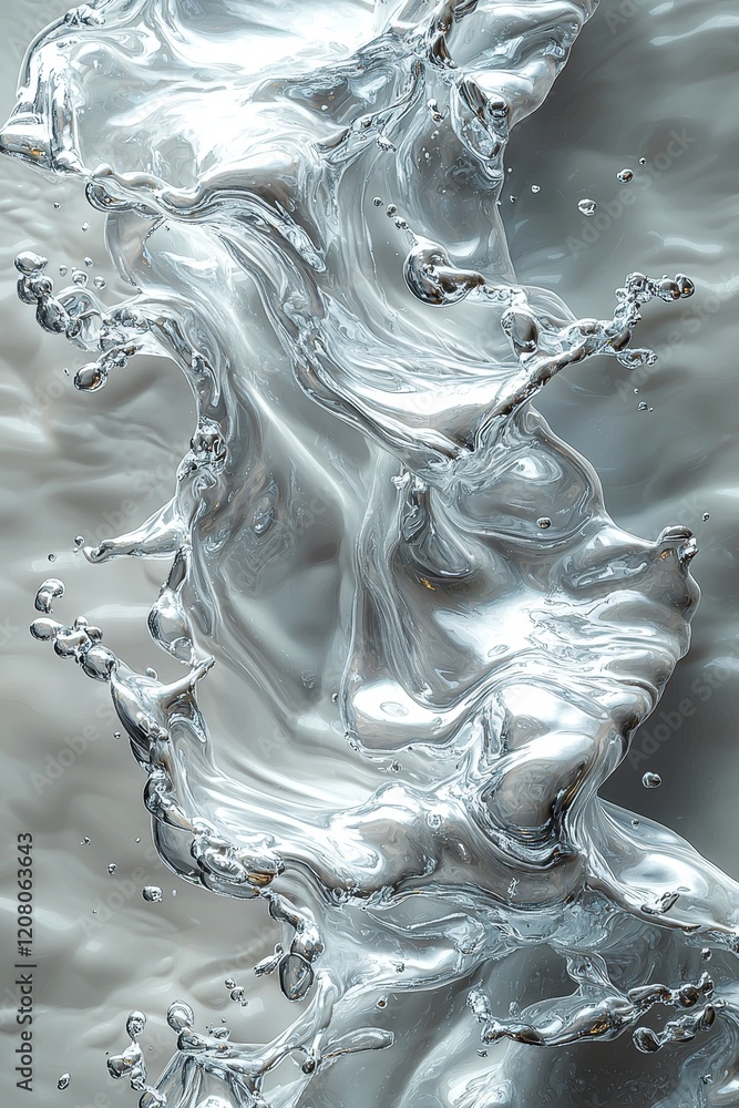 Poster dynamic water splashes abstract art high-resolution photography studio setting close-up view fluid m