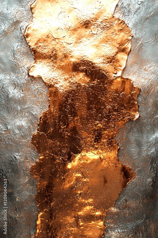 Poster golden metallic texture abstract art close-up artistic environment enhanced visuals textural depth