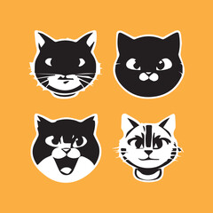 cute cate character vector logo design
