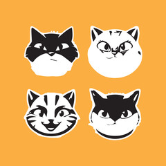 cute cate character vector logo design
