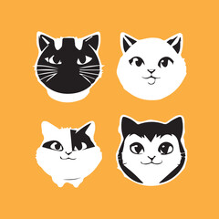 cute cate character vector logo design
