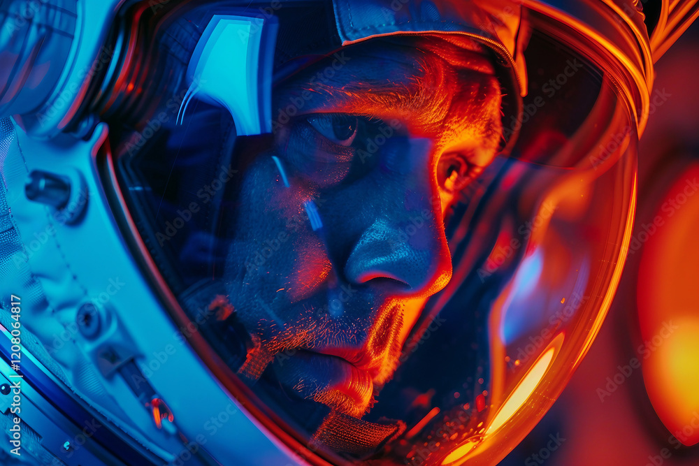 Poster astronaut in a protective spacesuit made generative ai technology