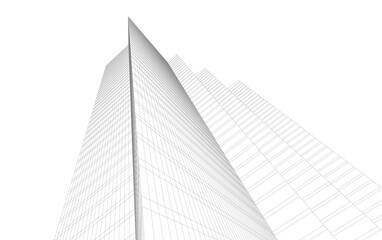 3d rendering sketch of modern building