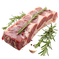 Fototapeta premium crude riba meat with rosemary on transparent background