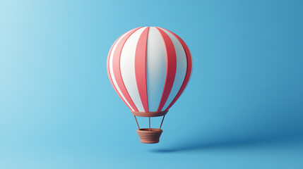 Naklejka premium Cartoon hot air balloon isolated on blue. 