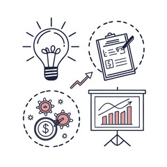 Business icons illustration. Outline symbol collection. Simple vector