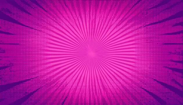 Bright magenta and violet pop art background in retro comic style with halftone dotted design. Generated image