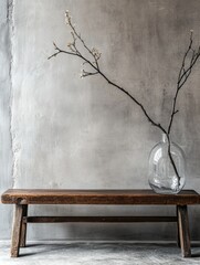Minimalist Branch Decoration Against Grey Wall