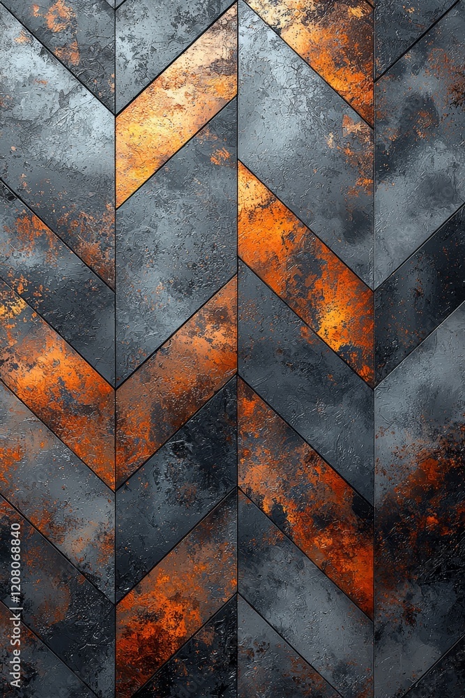 Poster dynamic chevron pattern abstract design textured surface modern aesthetic close-up view industrial c