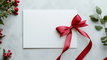 Valentine's Day Red Ribbon on Minimalist Background-symbolizing love, romance, and celebration. Perfect for Valentine's Day, weddings, anniversaries, and other romantic or festive themes