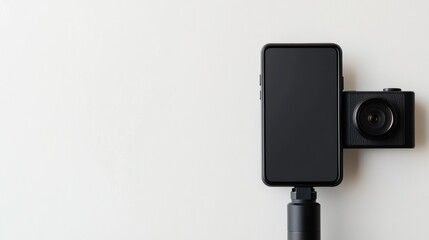 Capturing moments with a camera setup home studio photography equipment minimalist environment top view modern technology