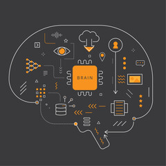 Modern Brain-Powered Technology Concept Illustration