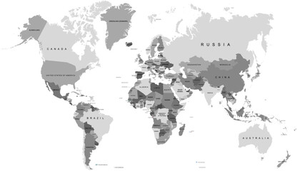 World map. Modern color vector map. Silhouette map.