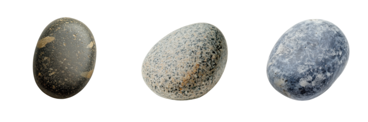 Set of a smooth pebble isolated on a transparent background