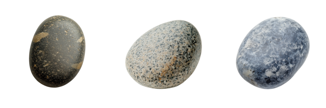 Set of a smooth pebble isolated on a transparent background - Powered by Adobe