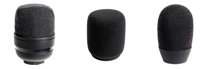 Set of a small foam mic cover isolated on a transparent background