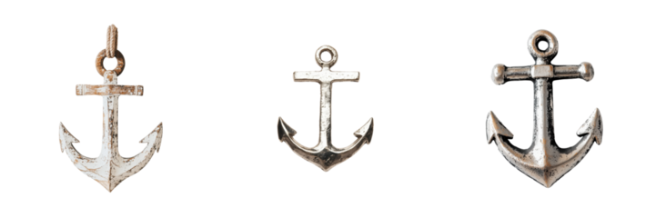 Set of small anchor symbol isolated on a transparent background