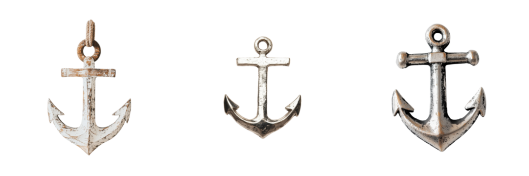 Set of small anchor symbol isolated on a transparent background