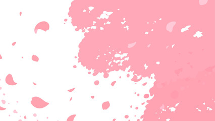 桜の花びらが舞う背景イラスト_16:9