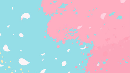 桜の花びらが舞う背景イラスト_空_16:9