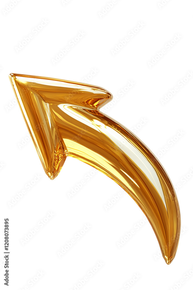 Aufkleber golden 3d arrow isolated on a transparent background png image
