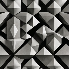 Abstract geometric background with 3D triangular shapes in grayscale