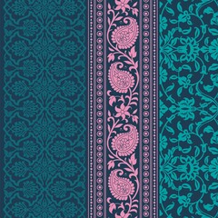 wedding card design, traditional paisley floral pattern , royal India	