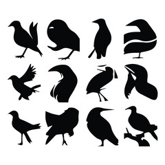 Fototapeta premium Bird silhouette vector icon logo. 