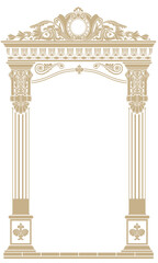 Contouring coloring of classical arch. Classic antique portal with columns in vector graphics