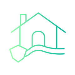 flooded house gradient icon